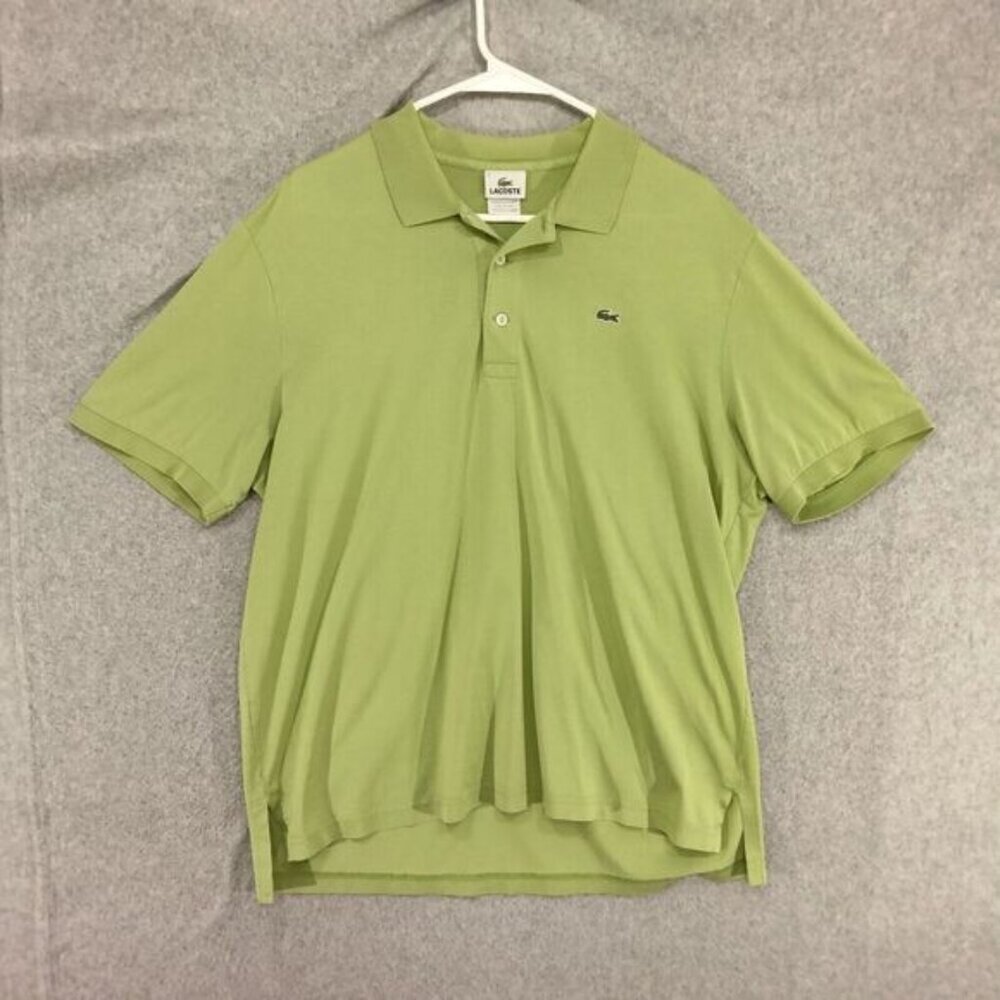 Lacoste Polo Shirt Mens Size 6 Lime Green Short Sleeve Solid Golf Solid Casual